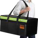 Large Fireproof Document Bags 24x12x12in, Fireproof Document Box for Cash, Photo Albums, Valuables, Extra Large Fireproof Bag Waterproof Document Storage with Reflective Strip, Black