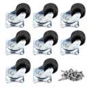 Luomorgo 1 inch Dia Swivel Caster Wheels Rubber Base with Rectangle Top Plate & Bearing Heavy Duty 8pcs