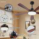 NKPU Ceiling Fans with Lights and Remote Control, 5 Solid Wood Blades, 3CCT Dimmable, Quiet DC Motor, 56 Inch Modern Outdoor Ceiling Fans for Bedroom Farmhouse Patios