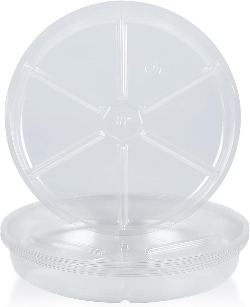 Idyllize 10 Pieces of 4 inch, Clear Plastic Plant Saucer Drip Trays for pots (4")