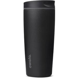 Owala SmoothSip Slider Ceramic-Lined Insulated Stainless Steel Coffee Tumbler, No Metallic Taste Reusable Travel Mug, Hot Iced Coffee Cup, BPA Free 20 oz, Very, Very Dark