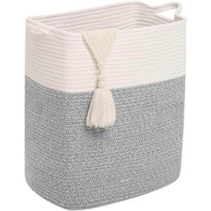Tall Laundry Basket With Handles,Woven Cotton Rope Big Laundry Hamper Sorters,Versatile Storage for Dirty Clothes,Baby Toys,and Blankets in Bathroom, Nursery,and Living Room (Silver Gray, 80L)