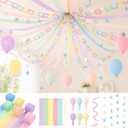 Pastel Party Decoration Kit Crepe Paper Streamers Paper Chains Balloons