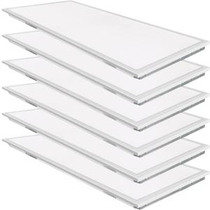 WEIZE (6 Pack 2x4 FT LED Flat Panel Troffer Light, 30/40/50W 3-Wattage Selectable, 5000K Recessed Back-Lit Drop Ceiling Light, 0-10V Dimmable Lay in Fixture for Office