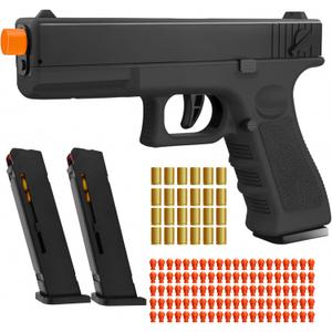 Soft Bullet Toy Gun with Shell Ejecting,Gun Fidget Toy with 100 Soft Bullets, 24 Shells and 2 Magazines, Education Toy Model, Christmas Birthday Gifts for Boys&Girls Kids Adults Age 8+(Black)