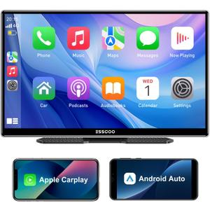 A-pple Carplay & Android Auto, 9 Inches Carplay Screen for Car with Light-Sensitive, Siri & G-oogle Assistant Voice Control, Mirror Link, Bluetooth,Suitable for Various Models