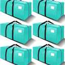 6 Pack Heavy Duty Extra Large Moving Bags W/Backpack Straps - Strong Handles & Zippers, Storage Totes For Space Saving, Fold Flat, Alternative to Box and Bin (40 gal, Aquamarine)