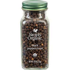 Simply Organic, Black Peppercorns, 2.65 oz (EXP 12/31/27)