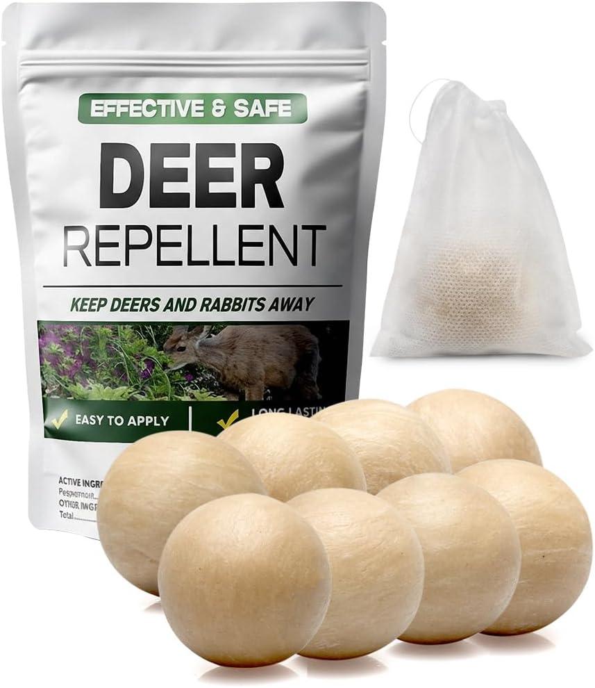 Deer Repellent, Deer & Rabbit Repellent for Plants, Deer Deterrent for Garden and Yard, Rabbit Repellant Outdoor, Keep Deers Away from Trees, Long-Lasting 2 Months Protection-8 Pack