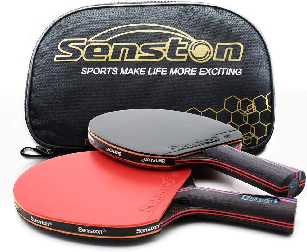 Senston Professional Table Tennis Paddles Advance Intermediate Ping Pong Paddles Set of 2, Table Tennis Racket with Carry Case (Y6)