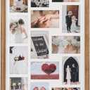 41x17 Inch Large Collage Picture Frame,Wood Multi Photo Frames,20 Openings for 4x6 Photos,Wall-Mounted Photo Display Carbonized Brown