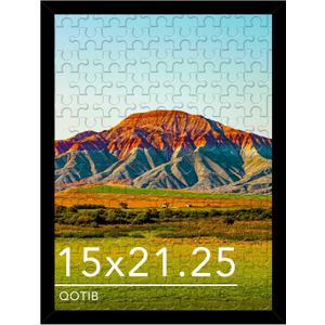 Wood 15x21.25 Puzzle Frame Black for Wall Hanging, 15 x 21.25 Picture Frame Poster Photo Frame for Wall Horizontally or Vertically, Black, 1 Pack