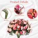 Geosar 8 Pcs Rose Artificial Flowers Fake Flowers Bouquet 21 Heads Silk Faux Floral Bundles with Stem for Home Bridal Wedding Arrangements Table Centerpieces Party Decor (Pink)