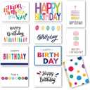 100 Birthday Cards, Happy Birthday Cards Bulk with Short Message Inside, 5x7 Inch Thick Card Stock Assorted Birthday Cards with Envelopes,10 Unique Designs for Men and Women 