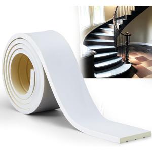 Abbylike 0.59 Thick x 3.94 Wide x 8' Feet Flex Trim Molding Flexible Flatstock Trim Base Molding PU Baseboard Decorative for Wall Corners Cabinet Edges Countertops Villas Hotels Suites Wall Tiles