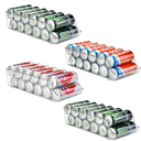 Puricon 4 Pack Soda Can Organizer Dispenser for Refrigerator, Plastic Canned Food Pop Beverage Container Holder Storage Bin with Lid for Freezer Rack Pantry Cabinet Cupboard Kitchen -Standard