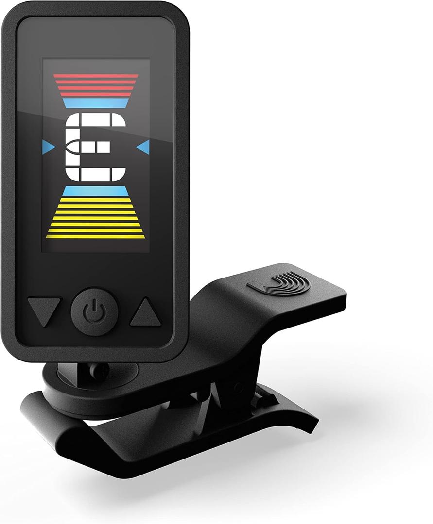 D'Addario Accessories Guitar Tuner - Eclipse Headstock Tuner - Clip On Tuner for Guitar - Great for Acoustic Guitars & Electric Guitars - Quick & Accurate Tuning - Black