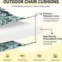 downluxe Outdoor Chair Cushions Set of 2 for Patio Furniture, Water-Resistant Square Corner Patio Chair Cushions with Ties, High Density Foam Outdoor Seat Cushion, 18.5" X 16" X 3", Green Paramecium