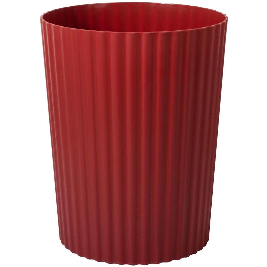 JiatuA Small Can Plastic Wastebasket Round Garbage Container Bin for Bathroom, Kitchen, Bedroom, Home Office, College Dorm, Dark Red (1.8 Gallons)