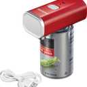 Proctor Silex Automatic Electric Can Opener, Hands Free Cordless Operation & USB Rechargeable, Self-Aligning, Cut Smooth Touch Lid Edges, Compact and Easy to Store, Red