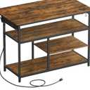 VASAGLE Kitchen Island with Drop Leaf, 47.2" Width Rolling Kitchen Cart with Power Strip