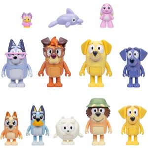 Bluey Figures Super Fan Collector Set 12-Pack, Includes Chattermax, Grey Dancer, Lucky, Nana, Jean-Luc, Pom Pom, Grandad & More Gift for Kids Ages 3+