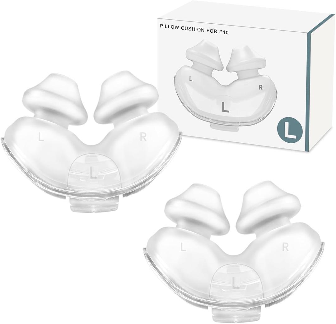2 Pack Replacement Nasal Pillow Cushion for ResMed Airfit P10, Large, Compatiable with Orignal Airfit P10 Frame, Replacement Nasal Pillow CPAP Mask Cushion, Soft & Durable