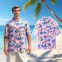 Hawaii Polo Shirt Breathable Cool Beach Style Pet Owners Pink T-Shirt Dog Matching Apparel Shirts,Medium Coconut Palm