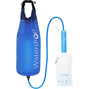 Waterdrop Gravity Water Filter Straw, Camping Water Filtration System, Water Purifier Survival for Travel, Backpacking and Emergency Preparedness, 1.5 gal Bag, 0.1 Micron, 5 Stage Filtration, Blue