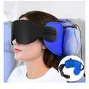 Travel Pillows for Airplanes, Airplane Pillow with 3D Eye Mask for Sleeping, 360° Support Headrest for Long Flight, Road Trip, Stop Bobblehead Travel Essential Airplane Sleep Head Strap, Blue