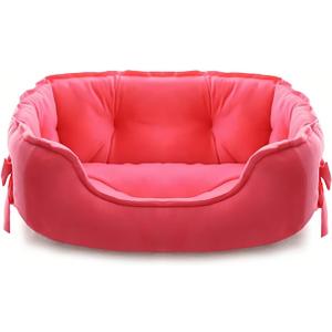 Cute Princess Dog Bed Pink Puppy Bed for Small Dogs Breathable Cat Couch Bowknot Pet Cushion Comfortable Kitten Nest Girl Doggy Sofa, Waterproof Bottom (Fuchsia)