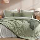 Monbix Full Size Comforter Set - 7 Pieces Green Prewashed Bed in a Bag Full Bedding Sets with Comforters, All Seasons Ultra Soft Comforter Bed Set with Sheets,Pillowcases & Shams