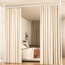 Room Divider No Drilling Curtain Rod Wall Divider for Room Separation, 4-10ft(H) 28-70inch(W) Adjustable,Heavy Duty Floor to Ceiling Portable Hanging Wall Divider for Space Partitions,White