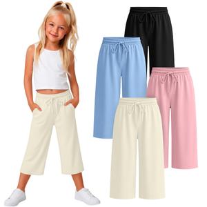 Oakgarden 4 Pack Girls' Capri Pants, 4-Color, 9-10 Years