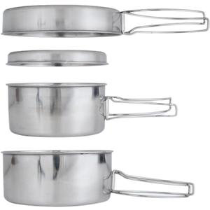 BeGrit Backpacking Camping Cookware Mini Picnic Camping Cooking Mess Kit with Pot and Pan Set for Hiking (4pcs)