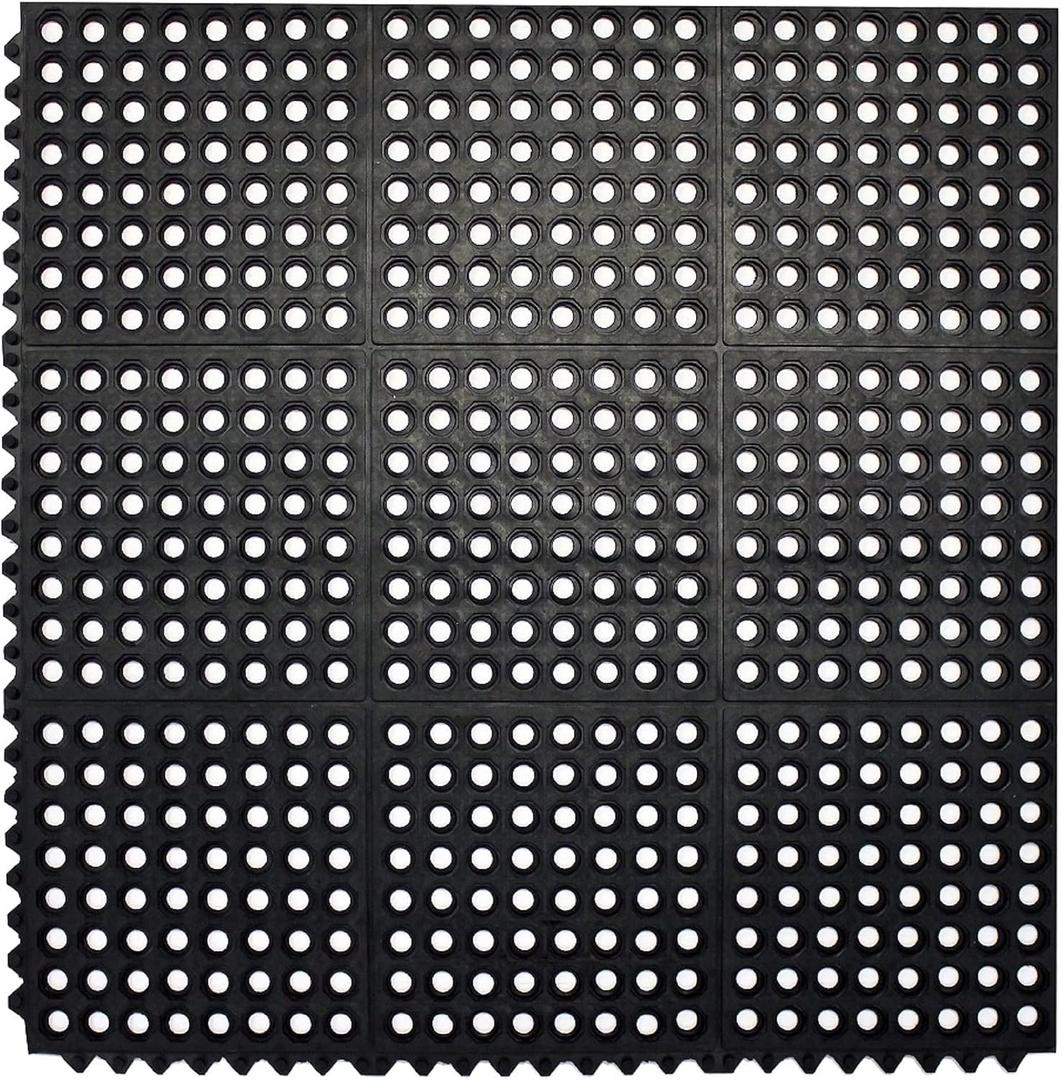 Envelor Interlocking Rubber Floor Mat Restaurant Kitchen Mat for Floor Anti Fatigue Bar Mat Door Mat Non - Slip Mat Indoor Outdoor Shower Pool Drainage Mat Durable Garage Flooring 36 x 36 Inch