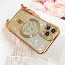 Fiyart Designed for iPhone 11 Pro Case,Compatible with MagSafe Love Heart Plating Camera Protection TPU Magnetic Glitter for Women Girls Shockproof Phone Bumper 5.8"-Gold