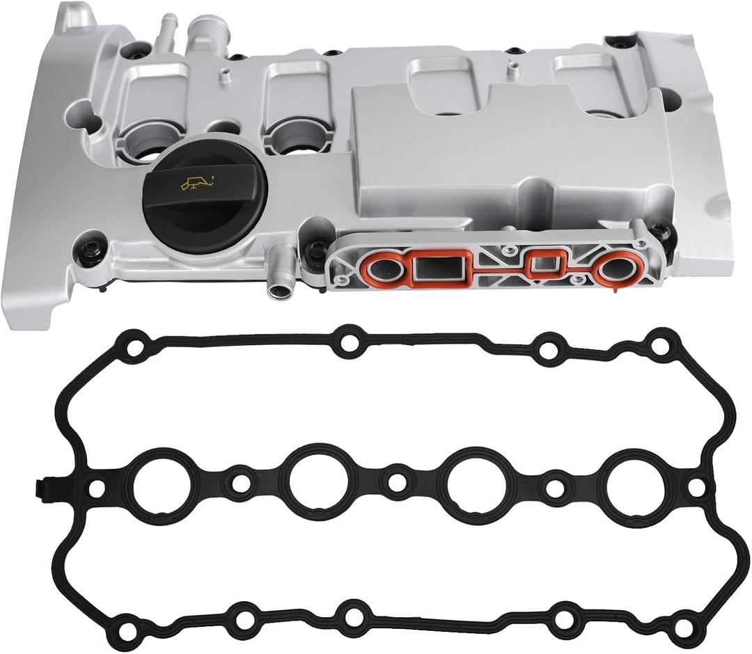 Aluminum Engine Valve Cover Compatible with 2005 2006 2007 2008 2009 Audi A4 Quattro 2.0L L4