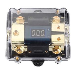 Fused Holder Box, Transparent Cover Fused Holder Block 100A 1 in 2 Out with LED Digital Voltage Display Power Distribution Block Replacement for Car Yacht Audio, 4.3 x 3.7 x 1.6in