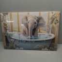 NAMENLAIMI Elephant Bathroom Wall Art Elephant in Bathtub Canvas Prints Funny Animal Paintings Bathroom Pictures for Toilet Farmhouse Wall Decor(Bathroom-3,16.00" x 24.00")