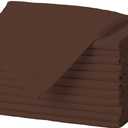 Gee Di Moda Cloth Napkins - 17 x 17 Inch Chocolate Dinner Napkins - Set of 12 Soft & Absorbent Washable Fabric Cloth Table Napkins with Hemmed Edges for Hotel Restaurant, Holiday Parties & Wedding