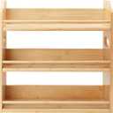 3 Tier Bamboo Spice Rack, Spice Rack Organizer, Seasoning Jars Rack Shelf Spice Organizer for Kitchen Counter or Wall Mounting, Spice Storage Holder with handles, Jars Not Included,Natural