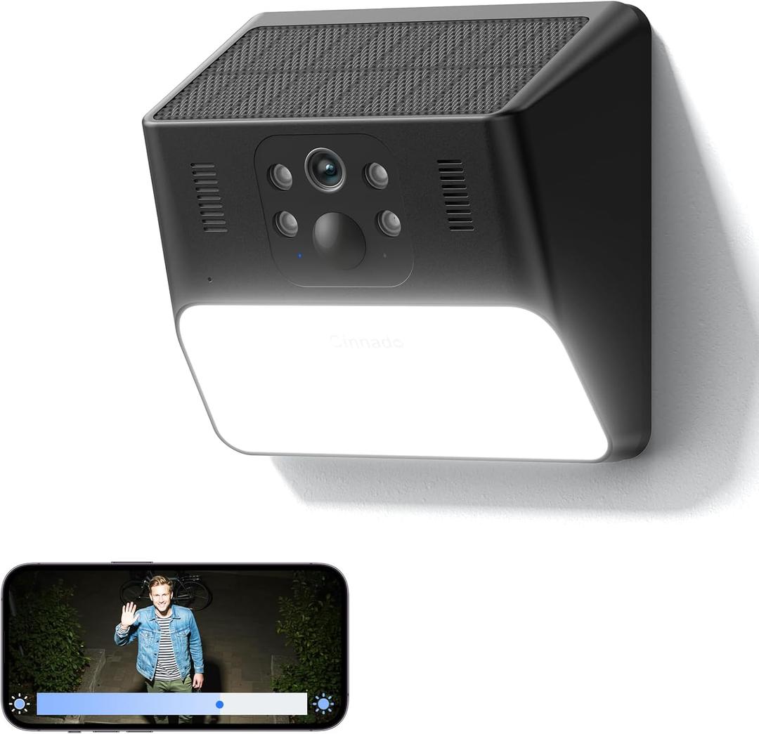 Cinnado Outdoor Camera Wireless-2.4G 2K Solar Wall Light Cameras for Home Security with AI Motion Detection, Waterproof, Motion Activated Light, Siren Cloud/ SD Storage, Compatible with Alexa, S2