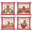 PANDICORN Christmas Pillow Covers 18x18 Set of 4 Gingerbread Man House Candy Cane Christmas Decorations Hot Cocoa Red Green Winter Holiday Decorative Throw Pillow Case for Home Couch Living Room Decor