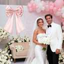 Giant Pink Bow Christmas Decorations, Double-layer Satin Bows for Coquette Room Decor, Christmas Tree Topper Bow for Home Wreath Wall Backdrop Birthday Wedding Party Decor (Pink Bow, 18 x 24 Inches)