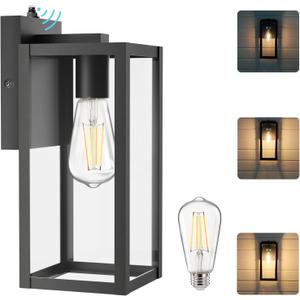 OREiN 12 Inch Dusk to Dawn Porch Lights Outdoor, 30%/50%/100% Dimmable Outdoor Wall Lights, Heavy-Duty Metal Thick Glass Exterior Lighting Fixtures for Front Door, Garage, 1 Pack (Bulbs Included)