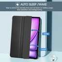 ProCase for iPad Air 13 Inch Case M3 2025/M2 2024, Slim Smart Cover iPad 13 Air M3 M2 Case with Translucent Hard Shell Back, Supports Touch ID, Auto Wake/Sleep -Black