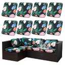 SUKAIKEQA 8Pcs Stretch Patio Cushion Covers Waterproof Outdoor Cushion Covers Patio Couch Cover Slipcovers, for Outdoor Furniture Protector Covers Replacement(Cover Only) (Flowers)