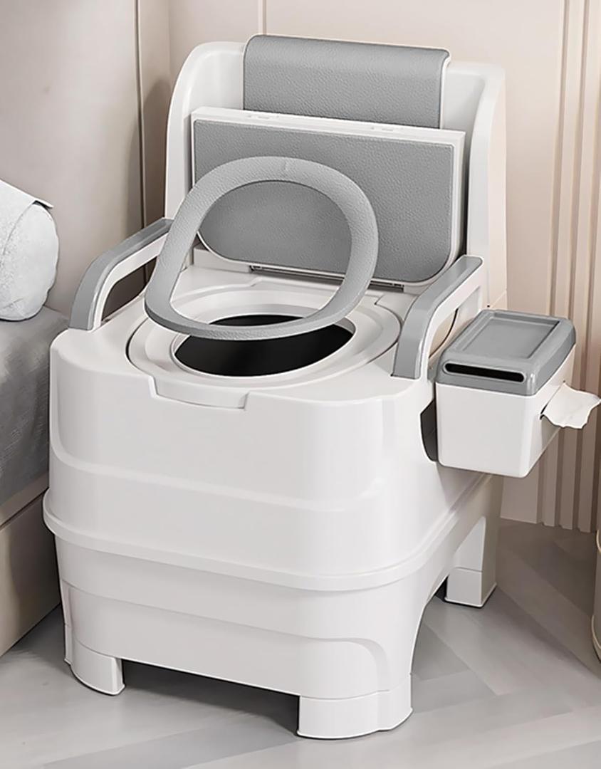 Bedside Commode, Portable Toilet for Foldable Armrests, 15"-17" Seat Width Safety Commode Toilet for Elderly and Disabled, Height Adjustable Bedside Commodes for Seniors