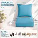 Juexica Sky Blue 24 x 24 Inch Outdoor Seat Cushion Set of 2, Waterproof Patio Furniture Cushions with Back Pillows and Ties, Deep Seat Replacement Cushions for Poolside Outdoor Beach Sofa Chair